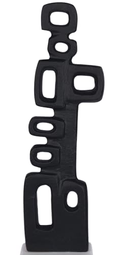 Cruiser’s Caché Abstract Geometric Sculpture, Artisan-Made Cast Aluminum with Black Anthracite Finish, Natural Marble Base, 13" - color: Geometric 13"