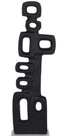 Cruiser’s Caché Abstract Geometric Sculpture, Artisan-Made Cast Aluminum with Black Anthracite Finish, Natural Marble Base, 13" - color: Geometric 13"