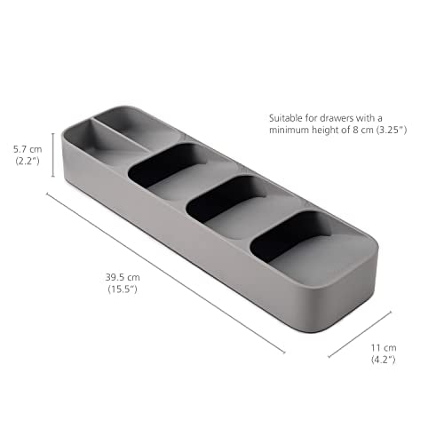Joseph Joseph DrawerStore Compact Utensil Organizer For Kitchen Drawer Silverware, Flatware Tray, Small, Grey - size: Compact, style: Flatware Organizer