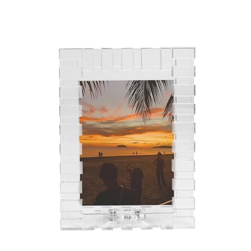 kitCom Crystal 5x7Inch Picture Frame, Wedding Frame Tabletop Display 5''x 7'', Tabletop Display Decor Wedding Frame(Fit 5x7 Max Photos), Clear with Gift Box - size: 5 x 7 inch