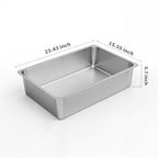 Kirecoo Stainless Steel Cat Litter Box XL- Metal High Sided Cat Pan, Large Stainless Steel Box, Indoor Litter Tray, Non Stick, No Smell, Easy to Clean, Pet Toilet Supplies for Kitten, Kitty, Rabbit - size: 23.43" L x 15.55" W x 5.7" H