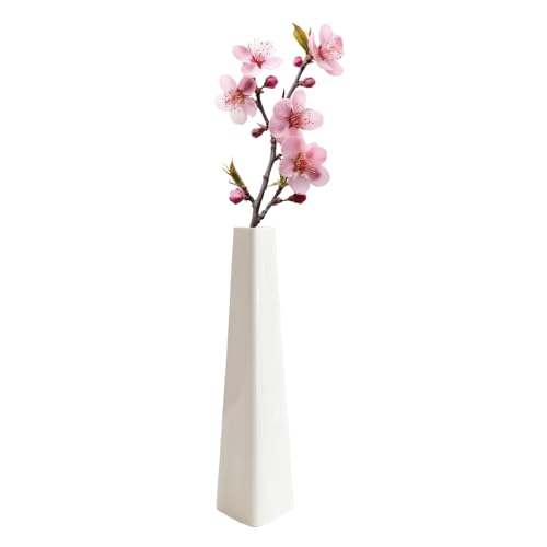 7 Inch Frosted White Ceramic Tapered Tabletop Vase Modern Minimalist Vase for Home Office Decor