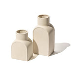 Ceramic Ribbed Vases - 2 Piece Set, Small and Large Vase, Bottle Flower Planter Set. Scandi Style Home Decor. Neutral Cream Home Decor, Coastal Decor for Home, Centerpiece for Table