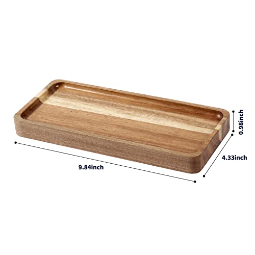 Vanity Tray, Bathroom Tray, Soap Dispenser Tray for Bathroom, Kitchen and Home Decor(Acacia-Medium) - color: Acacia-medium