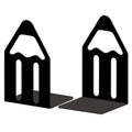 Peacoblue Metal Bookends for Shelves, Modern Decorative Heavy Duty Study Book Ends Stoppers for Office, Desk, Shelf, Room 5.3"x4.3"x7.9" Cast Iron Simple Tall Bookends 1 Pair (Pencil) - style: Pencil