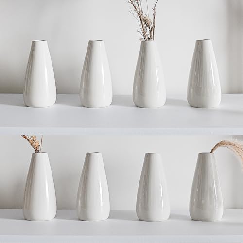 Modern White Ceramic Vase Set of 16 for Living Room Bedroom 5.1'' Minimalist Fresh Flower Vases for Home Decor Office Fireplace Centerpieces Nordic Style Gift for Fake Plant 16 Pack - color: 16 Pack White - Style 2 Large