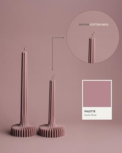 LAWA Set of 2 Vase Candle - Beautiful Handmade Pillar Unscented Soy Wax Elegant Aesthetic Housewarming Gift Home Room Shelf Decor Idea (Dusty Rose) - color: Dusty Rose