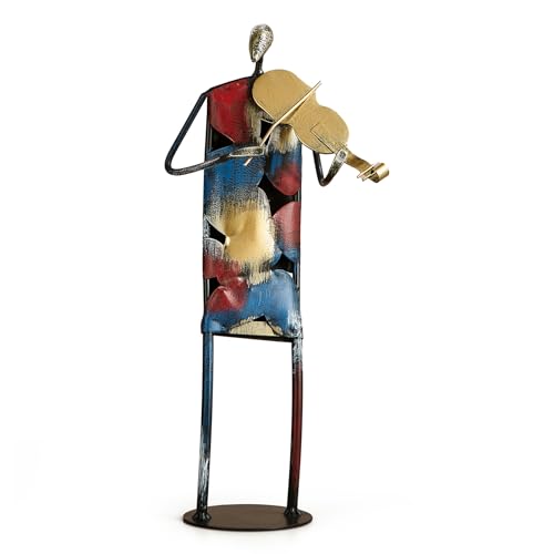 Modern Metal Musician Sculpture, Handmade Colorful Music Player Figurine, Abstract Iron Art Statue for Home Decor, Office Desk, Bookshelf, Living Room Decorations, Gift for Music Lovers (Violin) - color: Violin