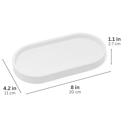 Yew Design - Matte White Round Soap Dispenser Tray, 8” Soap and Lotion Bottle Tray Organizer Plate for Bathrooms, Kitchens, Countertops - Holds 2 Soap Dispensers - color: Matte White, size: Soap Tray Round