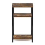 Furinno Just 3-Tier Metal Frame End Table with Storage Shelves, 1-Pack, Amber Pine - color: Amber Pine, size: 1-Pack, Metal Frame, 3-Tier