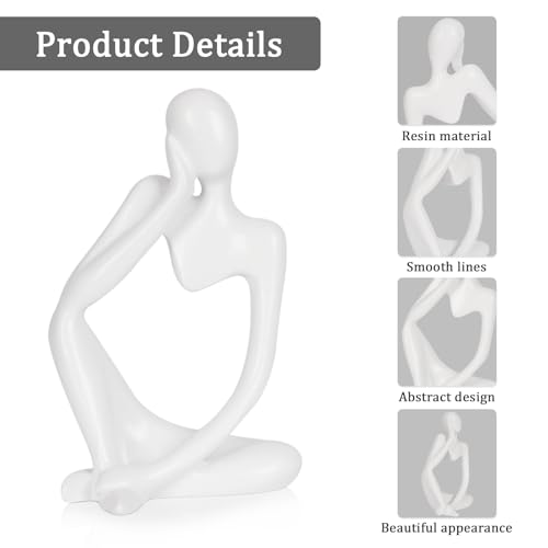 Sandstone Resin Thinker Style Abstract Sculpture Statue Collectible Figurines Home Office Bookshelf Desktop Decor (Small White, Left) - color: Small White, size: Left 1pc