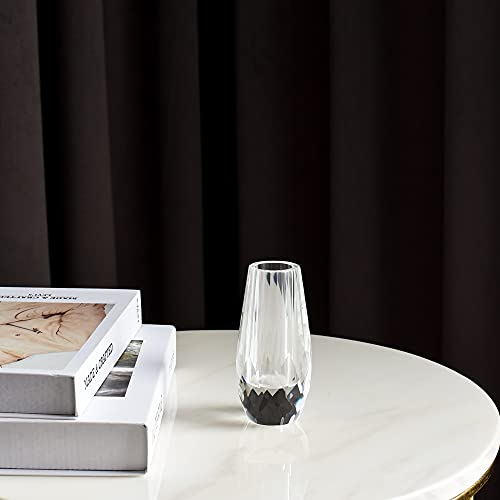 Kitcom Small Flower/Bud Crystal Vase Decorative Vases for Home or Wedding, Outline Dimensions W2.4''xH4.7'', Clear with Gift Box - size: Small