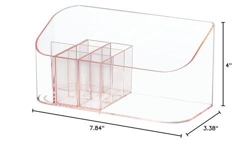 SUNFICON Makeup Holder Tray Organizer Cosmetic Display Case Tabletop Desktop Vanity Countertop Bathroom Wall Cabinet Medicine Storage Box 9 Dividers 2 Removable for Womens Ladies Girls Crystal Pink - color: Pink