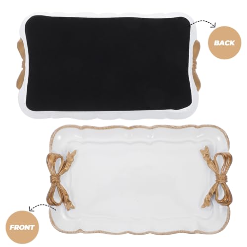 Kichvoe Retro Bowknot Jewelry Tray 7.87X4.72X0.78In Decorative Dessert Plate for Rings Necklaces Earrings Keys Holder Home Decor Cafe Display