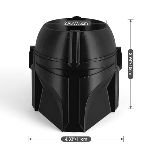 Cool Helmet Pen Holder, Armor Figurine Pencil Holder for Office Desk Decor, 3D Printed, Grey, Durable and Fun Gift Idea - color: Gray, size: Helmet