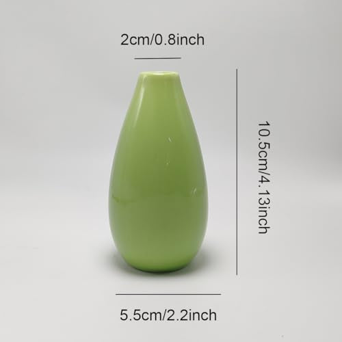 4.1 Inch Ceramic Small Bud Vase Mini Single Stem Flower Vase Decorative Floral Holder for Home Office Table Decor Desktop Centerpiece - color: Green
