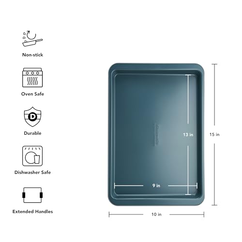KitchenAid Nonstick Swiss Engineered Aluminized Steel Baking Sheet, Dishwasher Safe, Agave, 9x13 Inch - color: Agave, size: 9 x 13 Inch