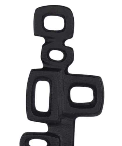 Cruiser’s Caché Abstract Geometric Sculpture, Artisan-Made Cast Aluminum with Black Anthracite Finish, Natural Marble Base, 13" - color: Geometric 13"