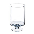 CYS EXCEL Glass Hurricane Pillar Candle Holder (H:10" W:6") | Multiple Size Choices Short Stem Candle Centerpieces | Stemmed Glass Cylinder Candle Vase - size: H-10" W-6"