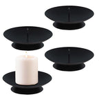 Pillar Candle Holder with Safety Spike, Set of 4, 3.5 Inch Metal Candle Plate, Pillar Candle Holders, Black Candle Stand