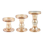 Glass Candle Holders, Set of 3 Candle Holders for Pillar Candles, Candlestick Holder for Pillar Taper TeaLight Candles, Table Centerpiece for Wedding Dining Living Room Home Decor