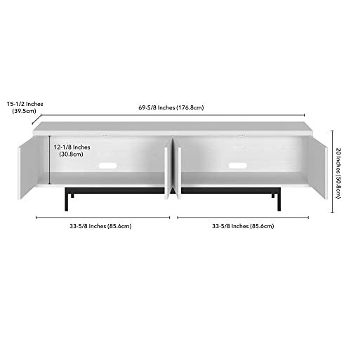Henn&Hart Whitman, 70'' Rectangular TV Stand, White - color: White, size: 70'' Rectangular TV Stand