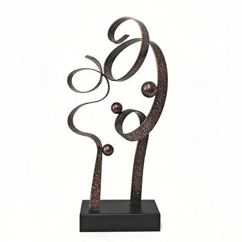 Abstract Metal Sculpture Home Decor – Modern Minimalist Line Art Statue Decorations for Table, Shelf, Living Room, Office & Entryway (Curved Sphere Metal Sculpture) - color: Curved Sphere Metal Sculpture