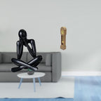 Fenteer Thinker Desktop Figurine Set Abstract Sculpture Decorative Ornament Minimalist Clock Mini Furniture Suitable for Gift Giving Home Decoration Office Bo