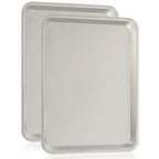 Commercial Quality Baking Sheet Pan Set, Natural Aluminum Cookie Sheet, Umite Chef Encapsulated Galvanized Steel Rim Warp Resistant Baker's Quarter Sheet Pan, Cookie Tray Pans for Baking, Roasting - size: 13x9.5in