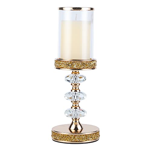 Candle Holder, Pillar Candle Holders, Crystal Candlesticks Holder for Wedding, Parties, Events, Chirstmas,Home Decor, Table Centerpieces CH028D (L) - size: Gold ( L )