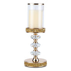 Candle Holder, Pillar Candle Holders, Crystal Candlesticks Holder for Wedding, Parties, Events, Chirstmas,Home Decor, Table Centerpieces CH028D (L) - size: Gold ( L )