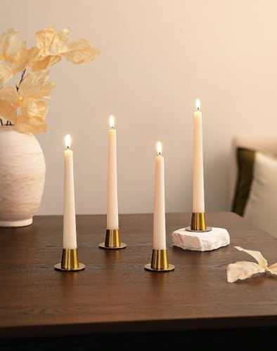 NUPTIO Candle Stick Candle Holder: Set of 4 Gold Candlestick Taper Holders - Brass Small Metal Candleholder for Fall Thanksgiving Christmas Fireplace Table Centerpiece - size: Style 2