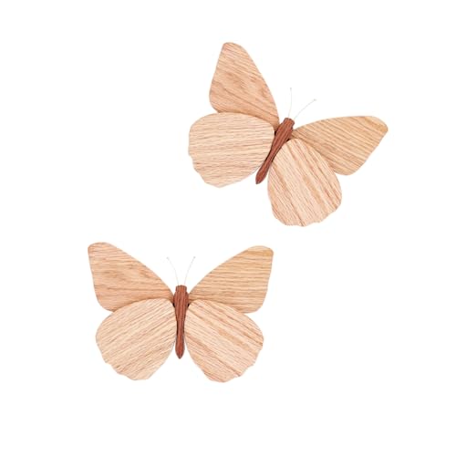 2 Pack Handmade Wooden Butterfly Wall Art Hanging Decor Butterflies Wall Art Hanging Sculpture for Bedroom Bathroom Living Room Butterfly Home Decoration for Kids Baby Nursery Room Decor (Beige) - color: Beige