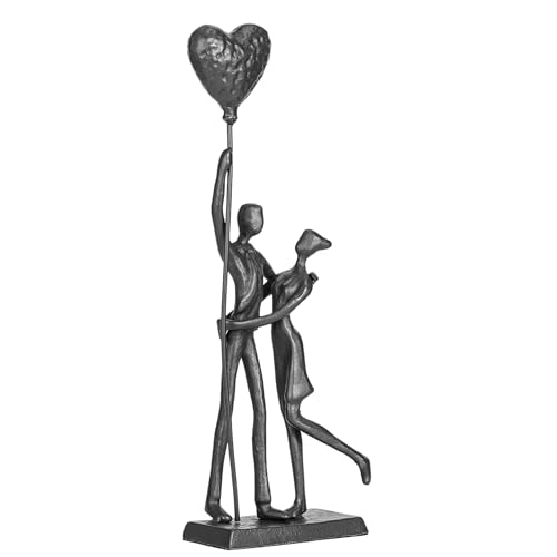 Handcrafted Iron Couple Sculpture - Metal Sculpture Art Modern Home Decor Bronze Love Statues and Sculptures Romantic Figurines Metal Statues for Home Decor - style: Holding balloons