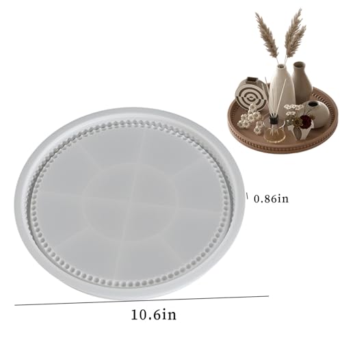 Wehous Large Round Beaded Tray Mold, 10.6in Serving Tray Silicone Molds for Epoxy Resin, Unique Storage Container Concrete Gypsum Resin Casting Molds for Jewelry Trinket Candle Holder Home Ornament - color: Big Round