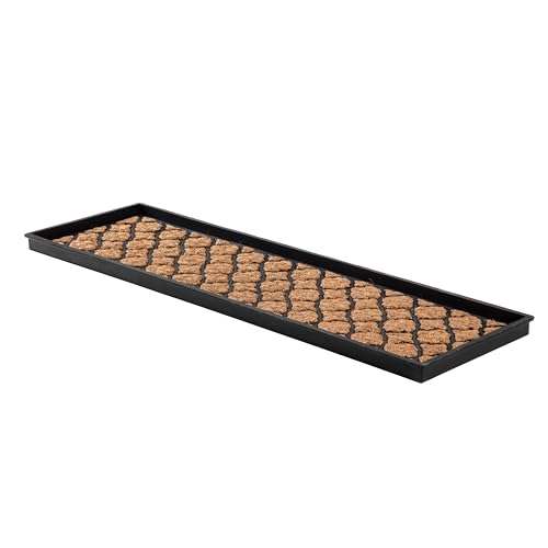 Anji Mountain Heavy Duty Waterproof Rubber Shoe Storage Mat Organizer/Boot Storage Tray Multi Use for Entryway with Coir, Tan Insert, Fits 4 Pair (46.5" Wide) - color: Trellis and Rubber Insert, size: 46" x 14" x 1.5"