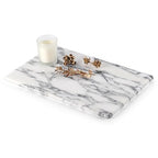 Koville Italian Natural Marble Cutting Board for Kitchen Pastry Bread Macaron Display, 12" x 8" Real Stone Slab Marble Cheese Board for Counter, Bathroom Perfume Tray Candle Plate (Arabescato) - color: Arabescato