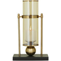 CosmoLiving by Cosmopolitan Metal Pillar Candle Holder with Metal Stand, 10" x 5" x 17", Gold