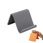 Silicone Phone Stand with Aluminum, Foldable Multi-Angle Adjustable Holder, Anti-Slip Desktop Stand for Phone Tablet Laptop, Portable Roll-Up Stand for Travel & Office (Grey) - color: Grey