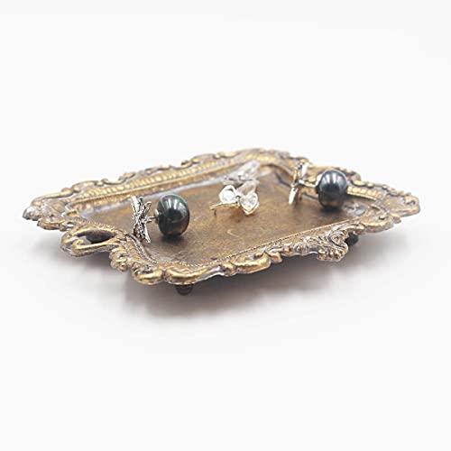 Funly mee Small Antique Trinket Dish Vintage Gold Metal Jewelry Tray, Ring Holder-5.3 x 3.5 x 1.2 inches - color: Gold, size: Small