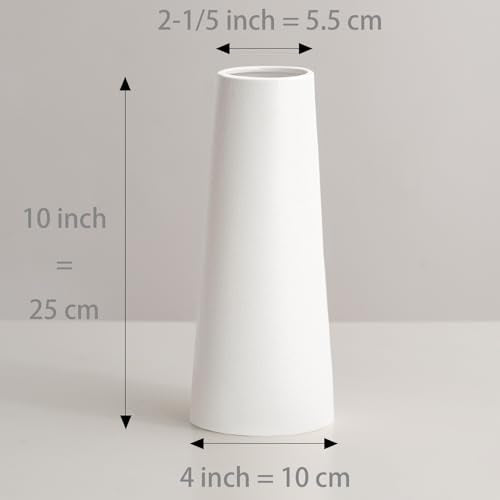 Simple Modern White Ceramic Vase - 10 Inch, Perfect for Pampas Grass, Rustic Table Centerpieces, Home Office Decor - color: White, size: Large: 10 inches