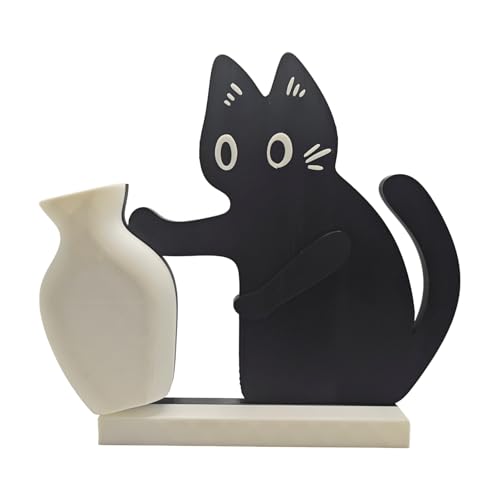 Cat Push Flower Vase for Home Decor Cute Vases for Table Room Decor Unique Lollipop Vases for Women Cat Lover Birthday Gifts (Big) - size: Big