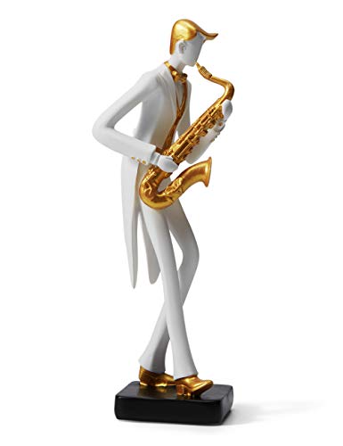 HAUCOZE Music Decor Musician Statue Saxophone Sculpture Figurine Music Lovers Gift for Studio Living Room Office 10 Inch