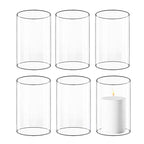 CYS EXCEL 6 PCS (H:6" D:4") Open Ended Clear Glass Hurricane Candleholder Tube Lamp Shade Open Flame Candlestick Holder Chimney Tube Cover Bottomless Cylinder - size: 4" wide x 6" tall