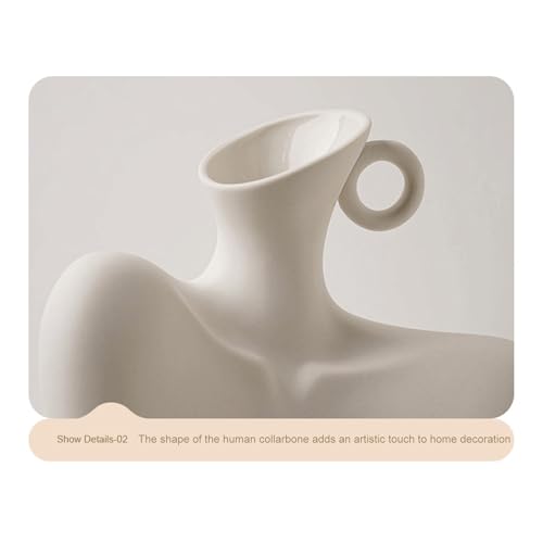 Body Vase 8.27" Collarbone Shaped Ceramic Flower Vase for Home Decor, Clavicle Bone Sculpture Art Decor, Modern Minimalist Flower Holder for Living Room