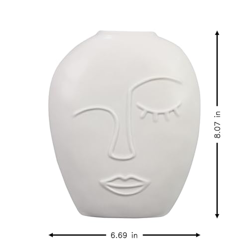 Young's Inc Ceramic Organic Modern Handmade Face Vase - color: Face Vase - White
