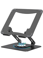 SOUNDANCE 360 Rotating Laptop Stand, Ergonomic Computer Riser for Desk, Adjustable Height Multi-Angle Metal Holder, Foldable Portable Notebook Elevating Base for Office & Home, Black - color: Black