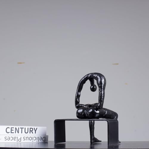 9.8'' Bronze Melancholy Sculpture, Modern Abstract Emptiness Statue& Think of Grief Sculpture Masterpiece Reproduction Brass Art Boutique for Home Office Decor and Special - color: 9.8" Black