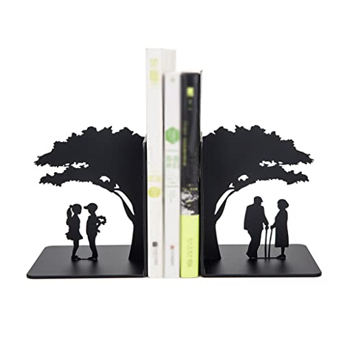 Bookends Book Ends for Shelves Hollow-Out Metal Art Bookends Decorative Book Ends Heavy Duty Home Office Book Stoppers Book Holders Desktop Decoration Organizer Decorative Bookends (Color : E) - color: E