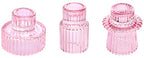 Vixdonos Pink Candlestick Holders Set of 3 Glass Candle Holders for Taper Candles,Pillar Candles and Tealight Candles - color: Pink, size: 3 Pcs